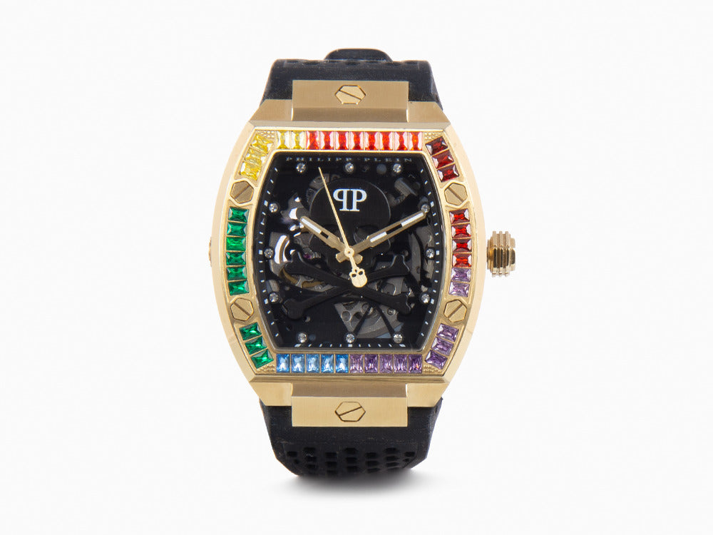 Reloj Automático Philipp Plein The Skeleton, PVD Oro, Negro, 44 mm, PWBAA1623