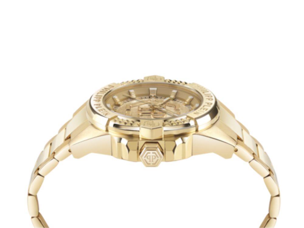 Reloj de Cuarzo Philipp Plein Majesty, dorado, 45 mm, Cristal mineral, PWBHA0726