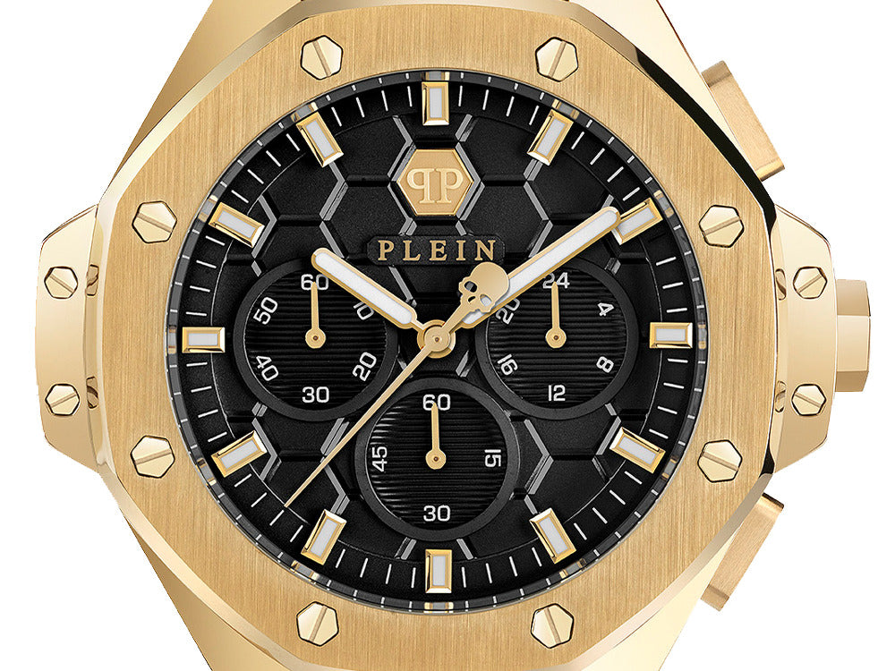 Reloj Cuarzo Philipp Plein Plein Chrono Royal, PVD Oro, Negro, 42mm, PWPSA0424