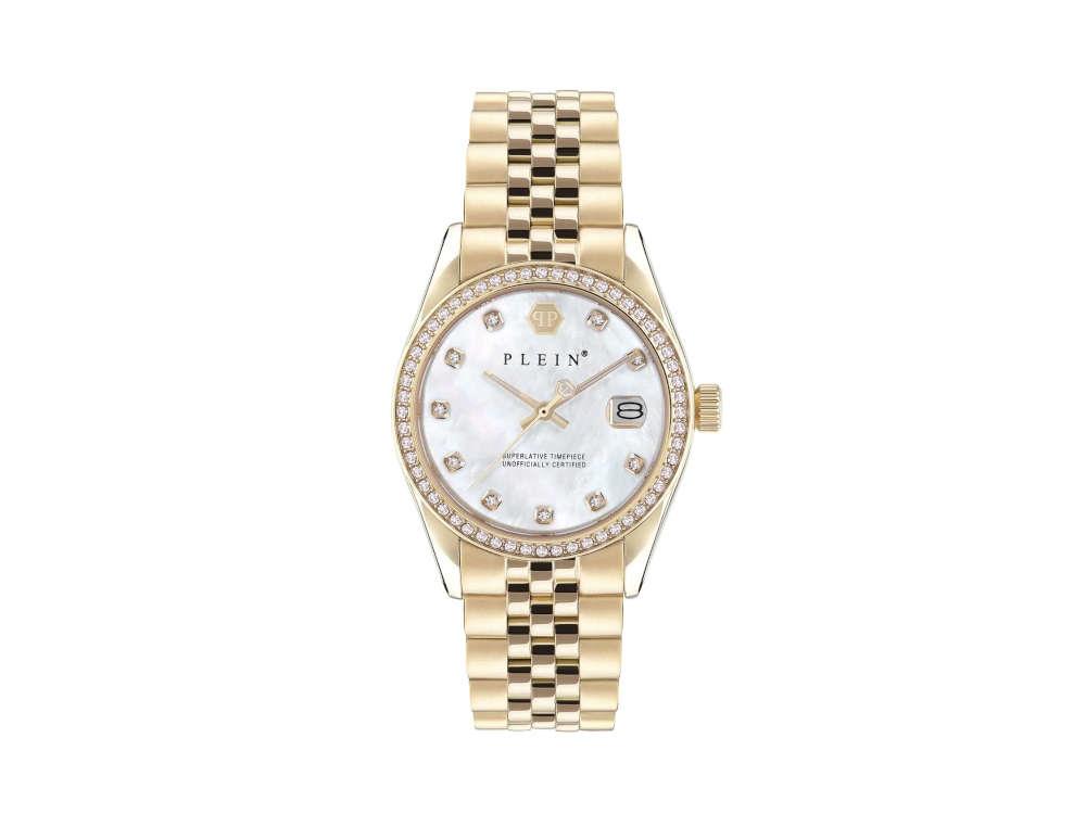 Reloj de Cuarzo Philipp Plein Date Superlative, PVD Oro, Blanco, 34mm, PWYAA0323