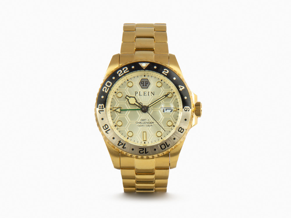 Reloj de Cuarzo Philipp Plein GMT-I Challenger, PVD Oro, Dorado, 44mm, PWYBA0423