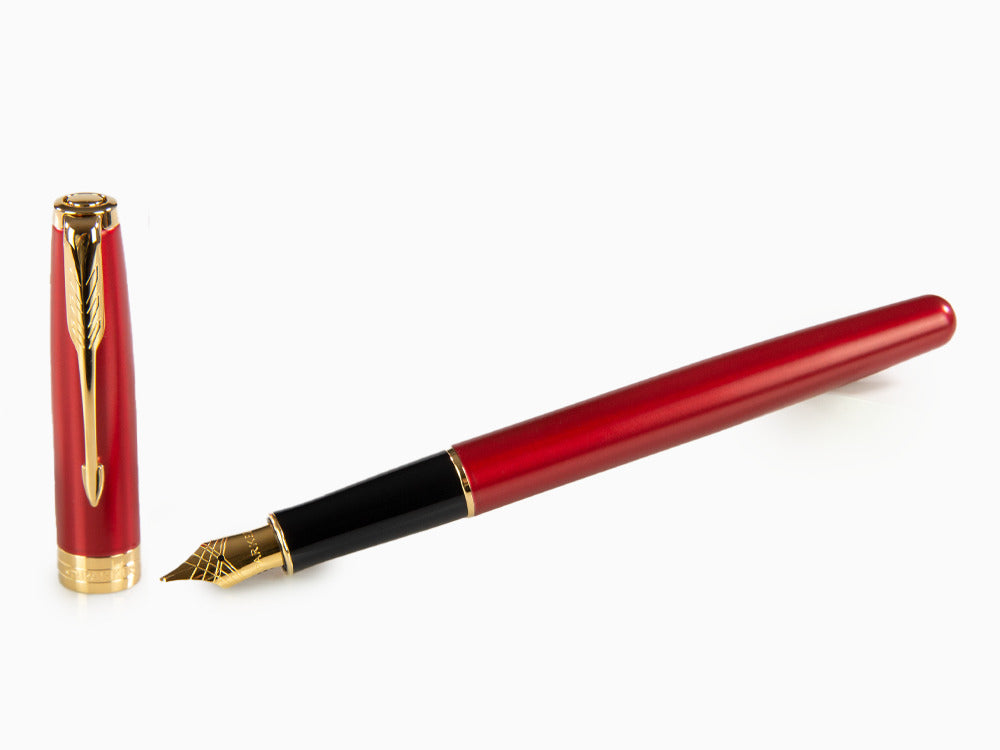 Pluma Estilográfica Parker Sonnet, Laca, Adornos en Oro, Rojo, 1931474