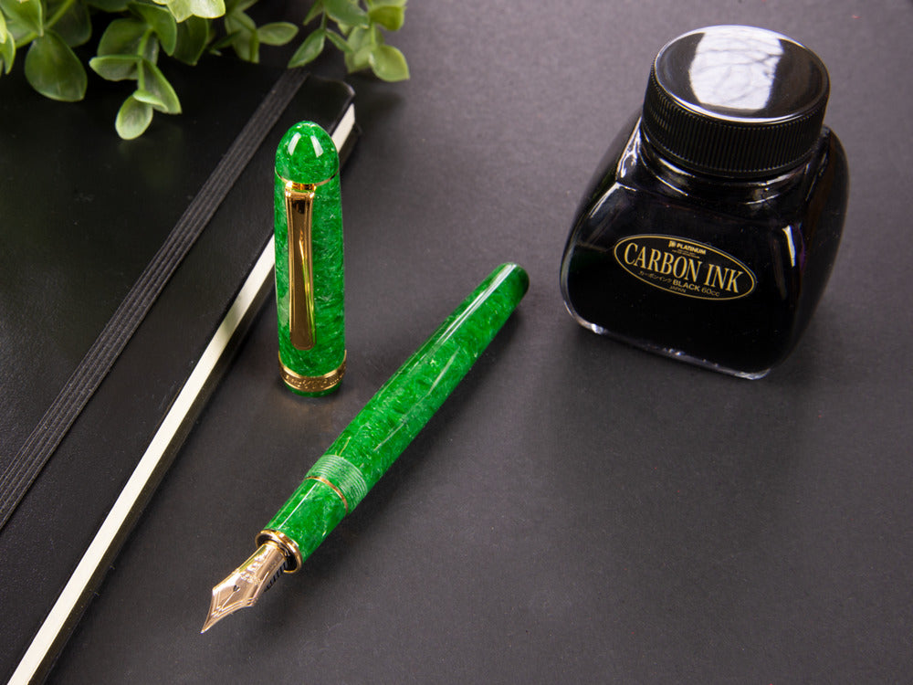 Pluma Estilográfica Platinum Celluloid Jade y Oro - PTB-30000S-45