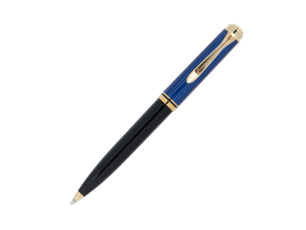 Bolígrafo Pelikan K600, Negro y azul, Adornos en oro, 988378