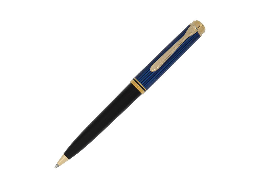 Bolígrafo Pelikan K800, Azul y negro, Adornos en oro, 987842