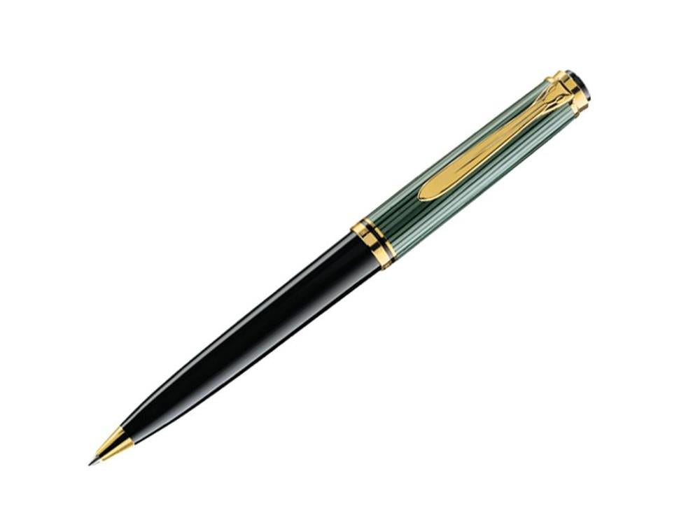 Bolígrafo Pelikan K800, Negro y verde, Adornos en oro, 987834