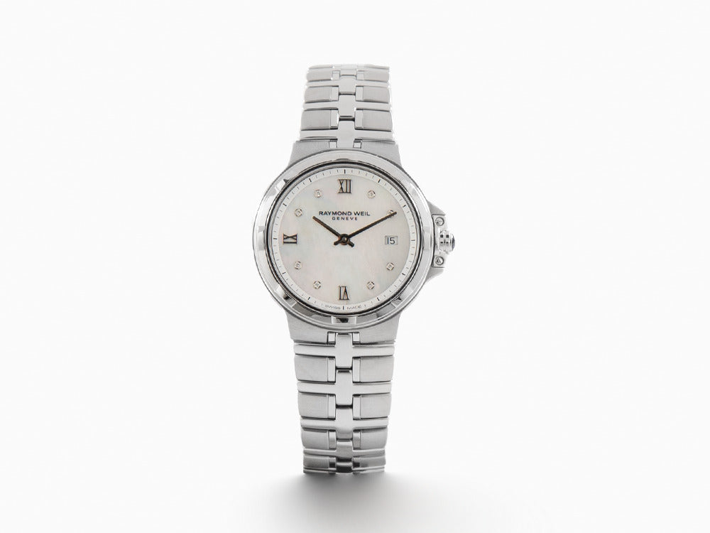 Reloj de Cuarzo Raymond Weil Parsifal Ladies, Madre perla, Día, 8 Diamantes