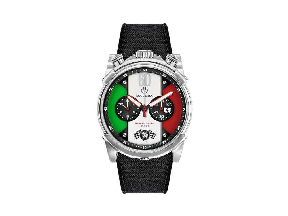 Reloj de Cuarzo Scuderia Street Racer, Negro, 44 mm, Cristal de Zafiro, CS10142