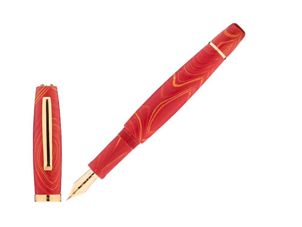 Pluma Scribo La Dotta Liber, Ebonita, Rojo, Oro 18k  DOTFP24YG1803