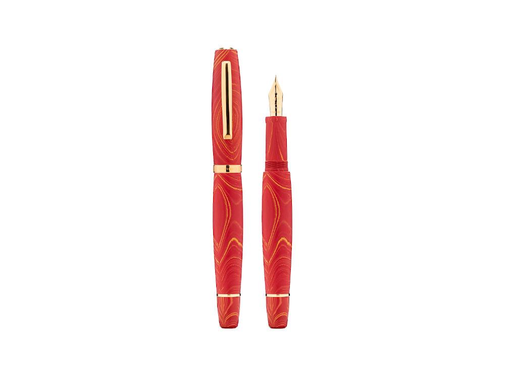 Pluma Scribo La Dotta Liber, Ebonita, Rojo, Oro 18k  DOTFP24YG1803