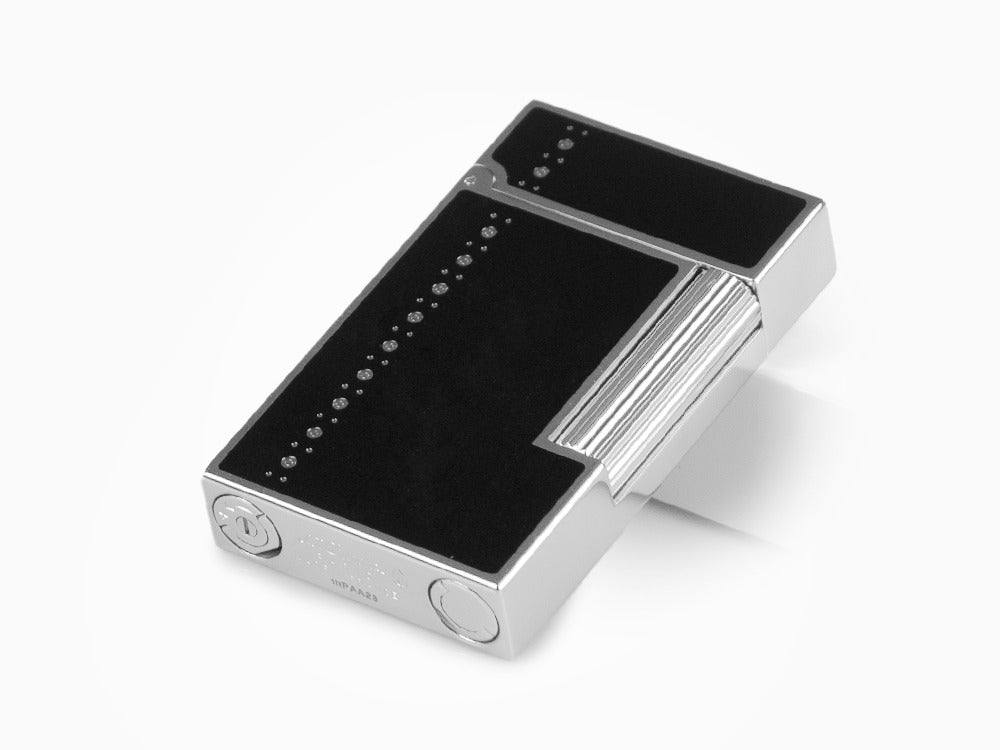Encendedor S.T. Dupont Ligne 2 Derby, Laca, Adornos en paladio, Negro, 016434