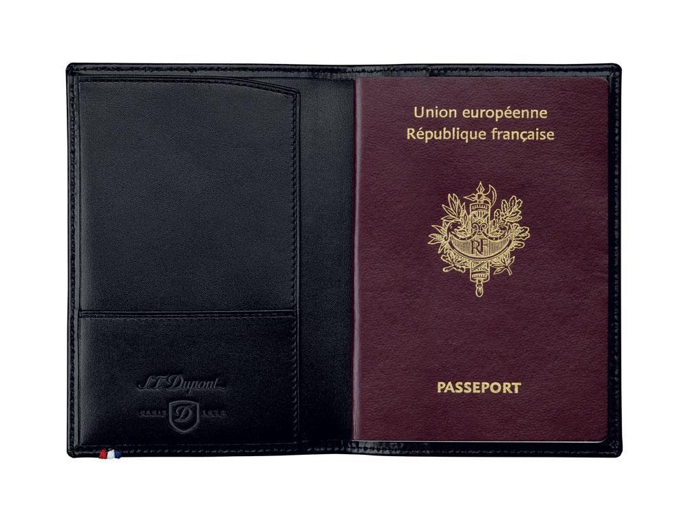 Funda de Pasaporte S.T. Dupont Line D, Piel, Negro, 1 Tarjeta, 180012