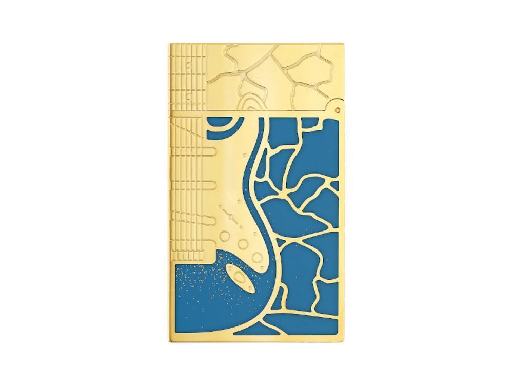 Encendedor S.T. Dupont L2 Cling Fender, Latón, Polvo de Oro, Azul, C16026CL