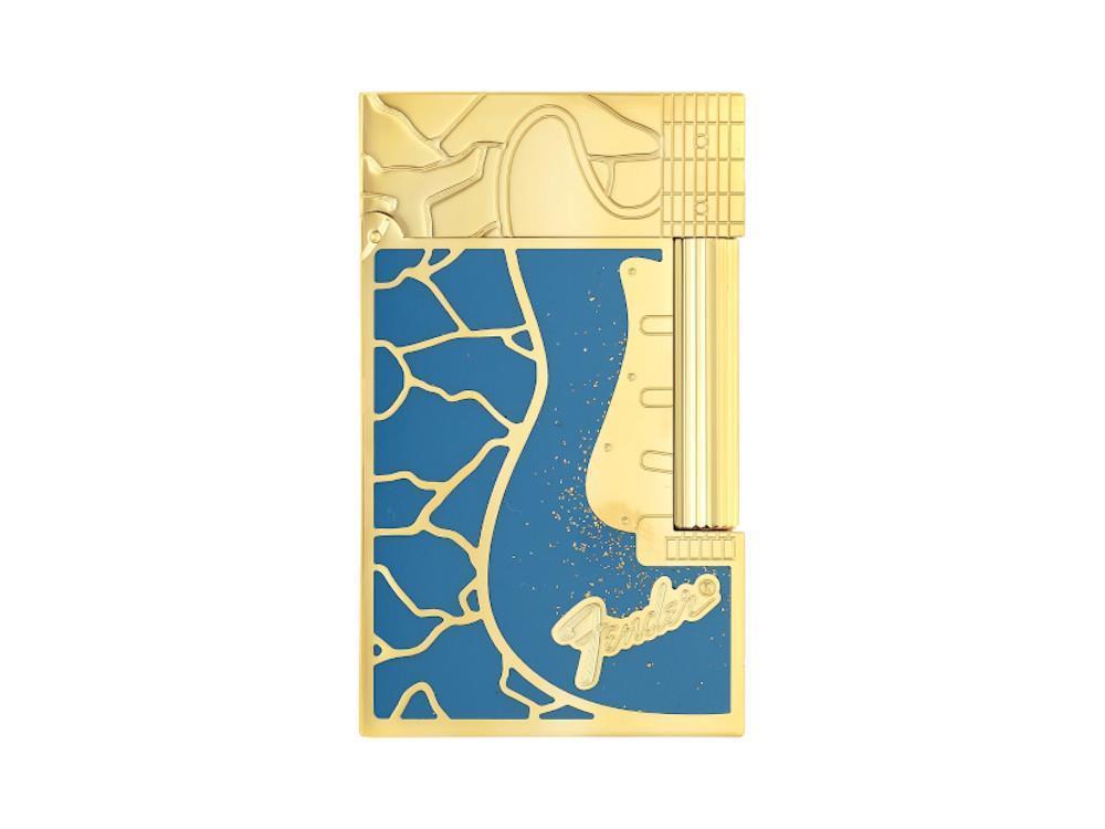 Encendedor S.T. Dupont L2 Cling Fender, Latón, Polvo de Oro, Azul, C16026CL