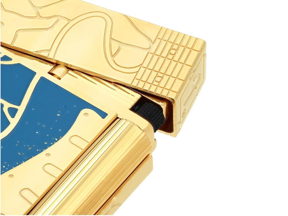 Encendedor S.T. Dupont L2 Cling Fender, Latón, Polvo de Oro, Azul, C16026CL