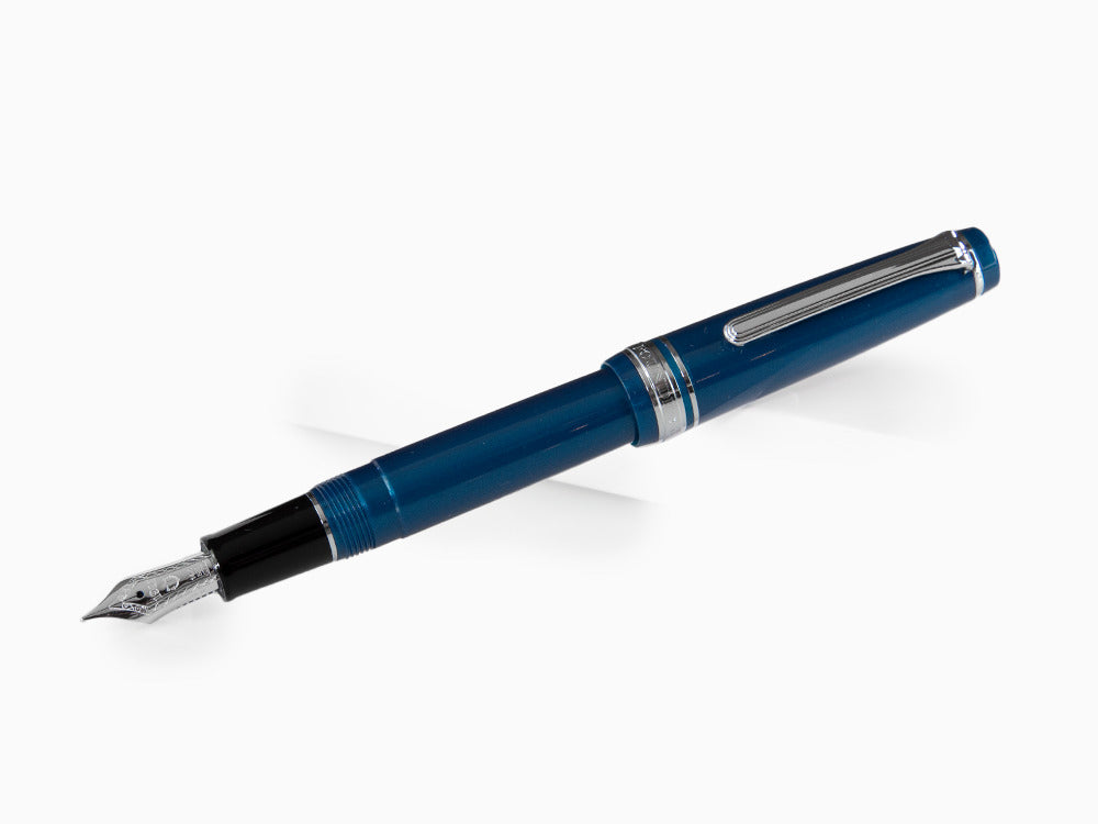 Estilográfica Sailor Professional Gear Slim Silver, Metallic Blue, Rodio