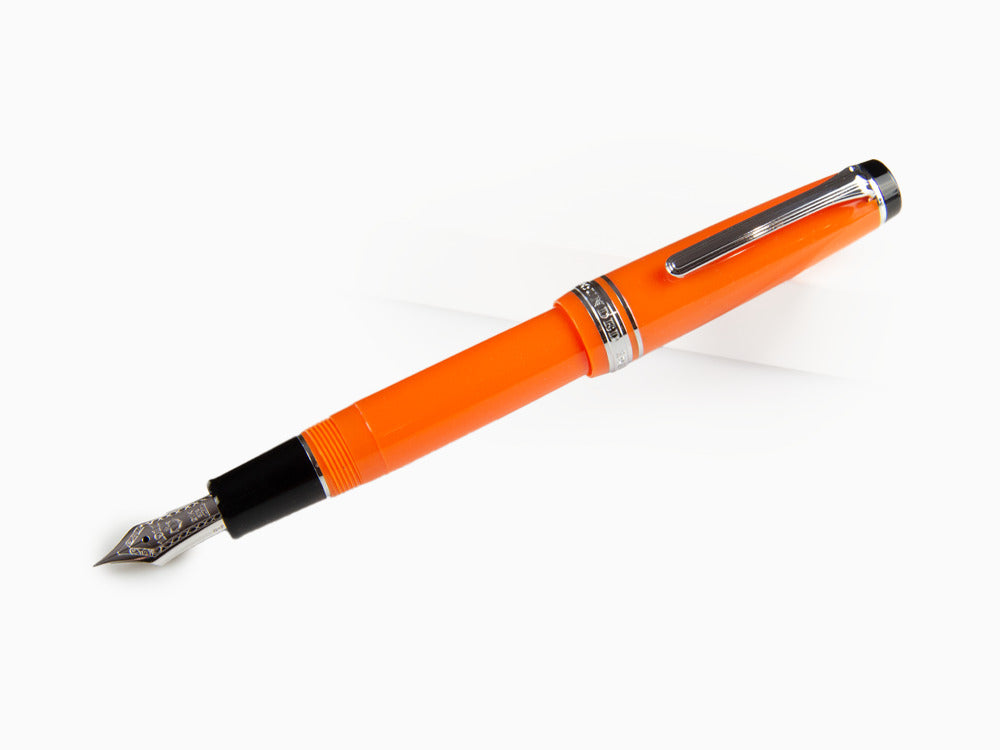 Estilográfica Sailor Professional Gear Color, Naranja, Adornos cromados