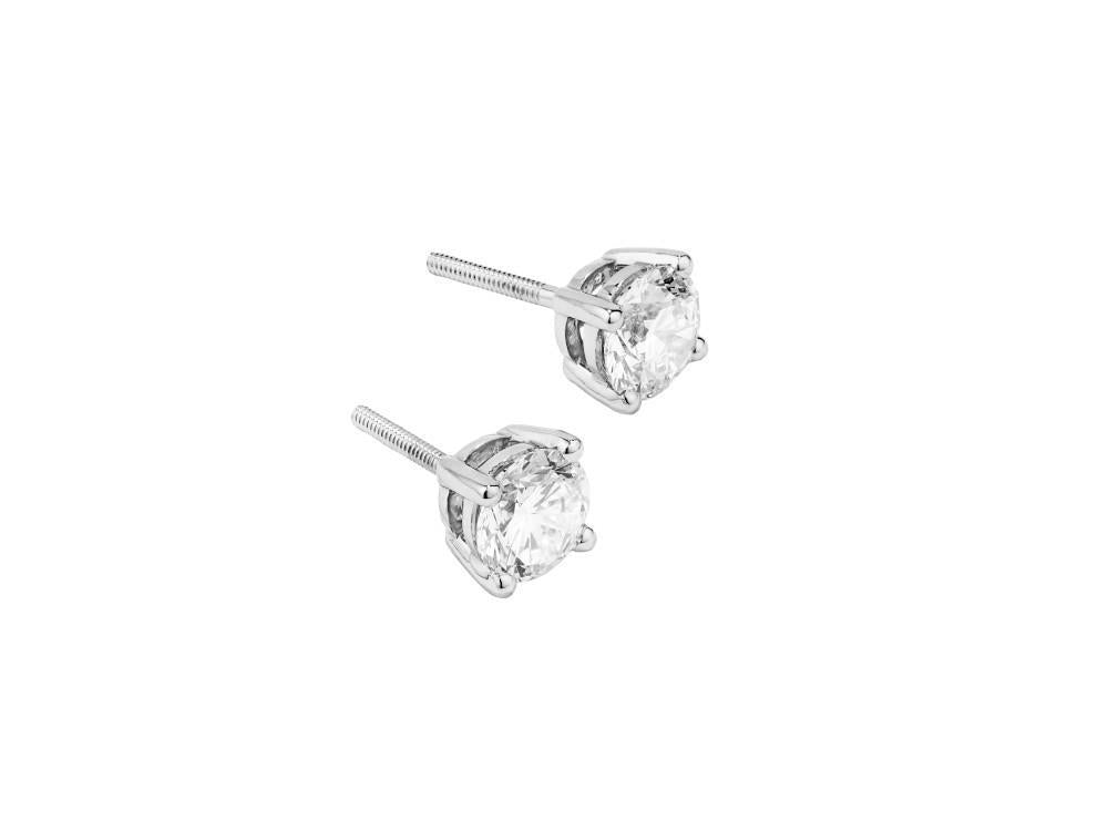 Solitario Pendientes Brillante de Oro Blanco 18K de 1.9 ct, CEW10006