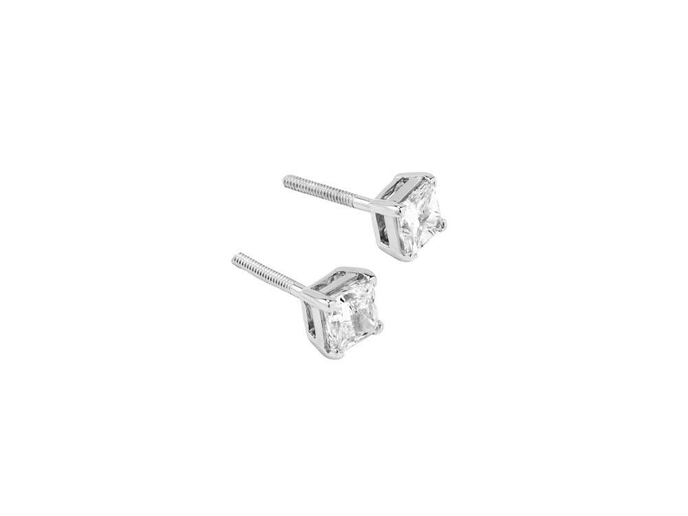 Solitario Pendientes Princesa de Oro Blanco 18K de 0.5 ct, CEW10043