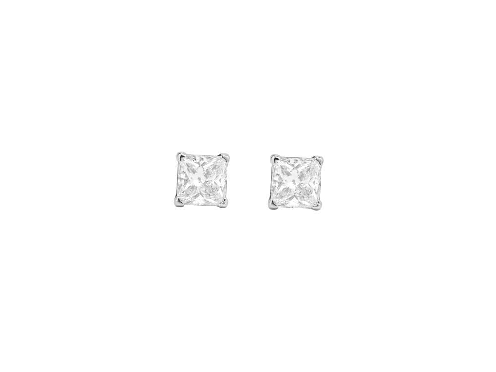 Solitario Pendientes Princesa de Oro Blanco 18K de 0.5 ct, CEW10043