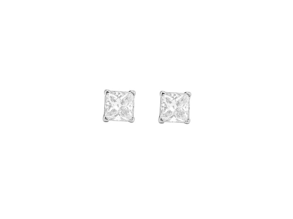 Solitario Pendientes Princesa de Oro Blanco 18K de 1.2 ct, CEW10152
