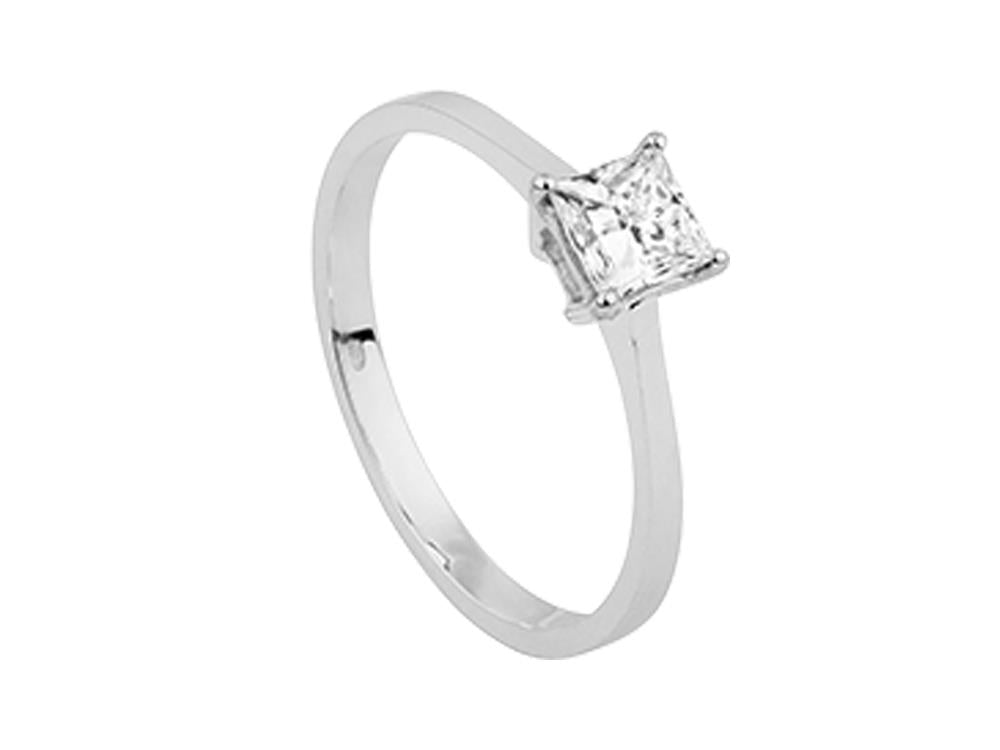 Solitario Anillo Solitario Princesa de Oro Blanco de 18K 0.5ct, CLRW10404-14