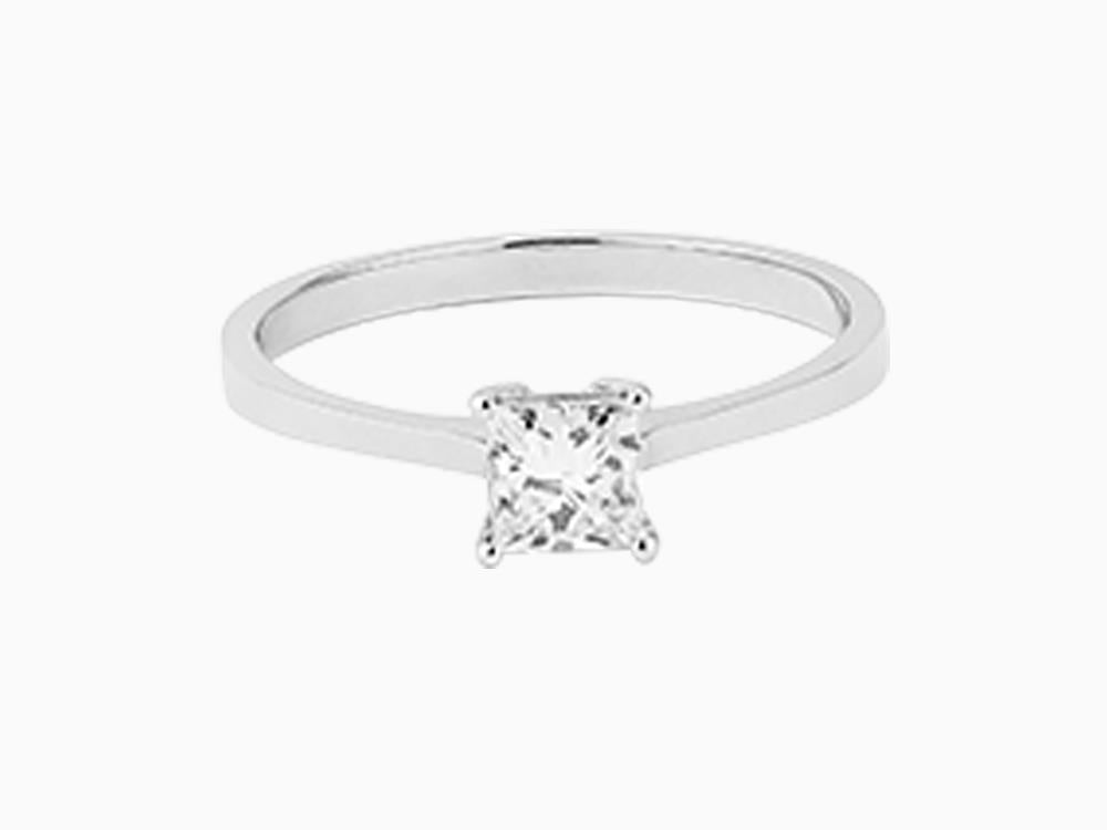 Solitario Anillo Solitario Princesa de Oro Blanco de 18K 0.5ct, CLRW10404-14