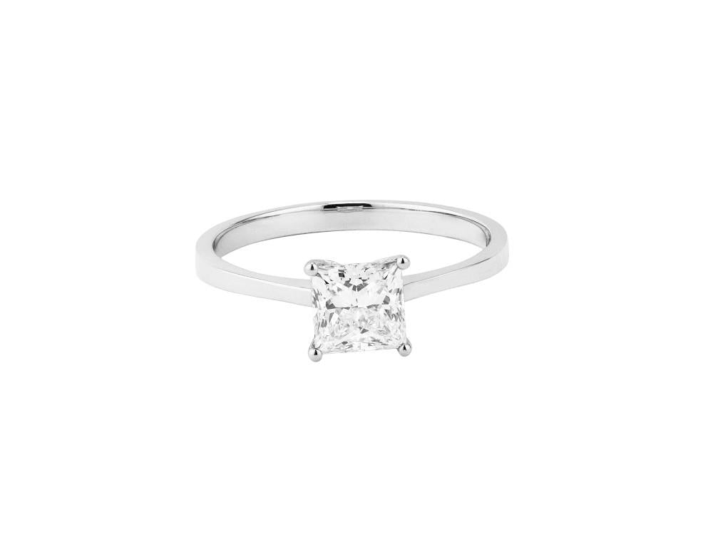 Solitario Anillo Solitario Princesa 18K Oro Blanco 1 ct, CLRW10405-14