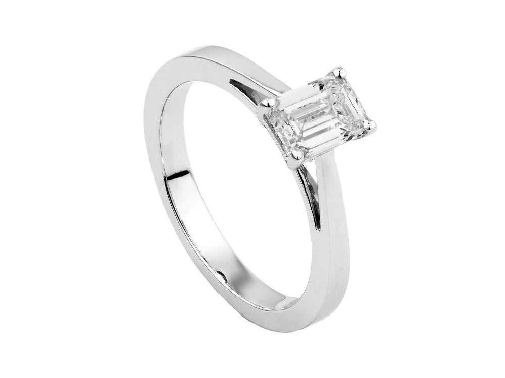 Solitario Anillo Solitario Baguette de 18K Oro Blanco 1 ct, CLRW10442-14
