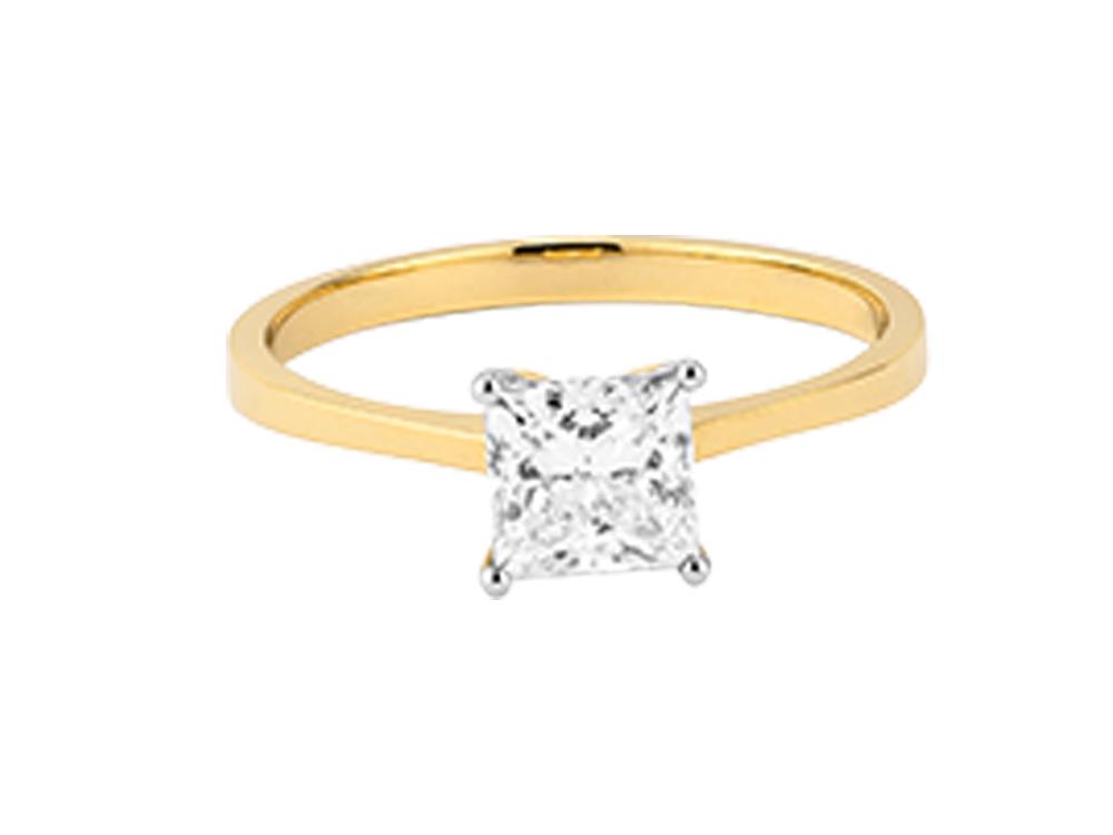 Solitario Anillo Solitario Princesa de Oro de 18K 0.5 ct, CLRY10404-14