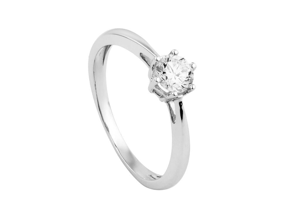 Solitario Anillo Solitario brillante oro blanco 18K de 0.4 ct, LRW000595-040-14