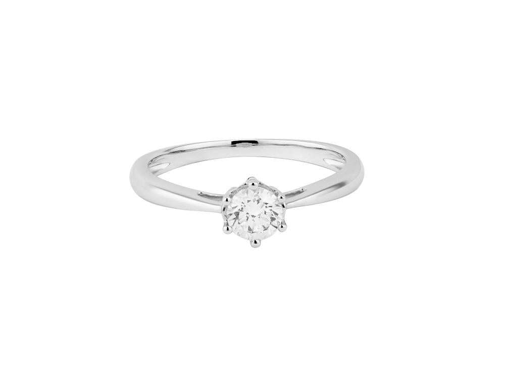 Solitario Anillo Solitario brillante oro blanco 18K de 0.4 ct, LRW000595-040-14
