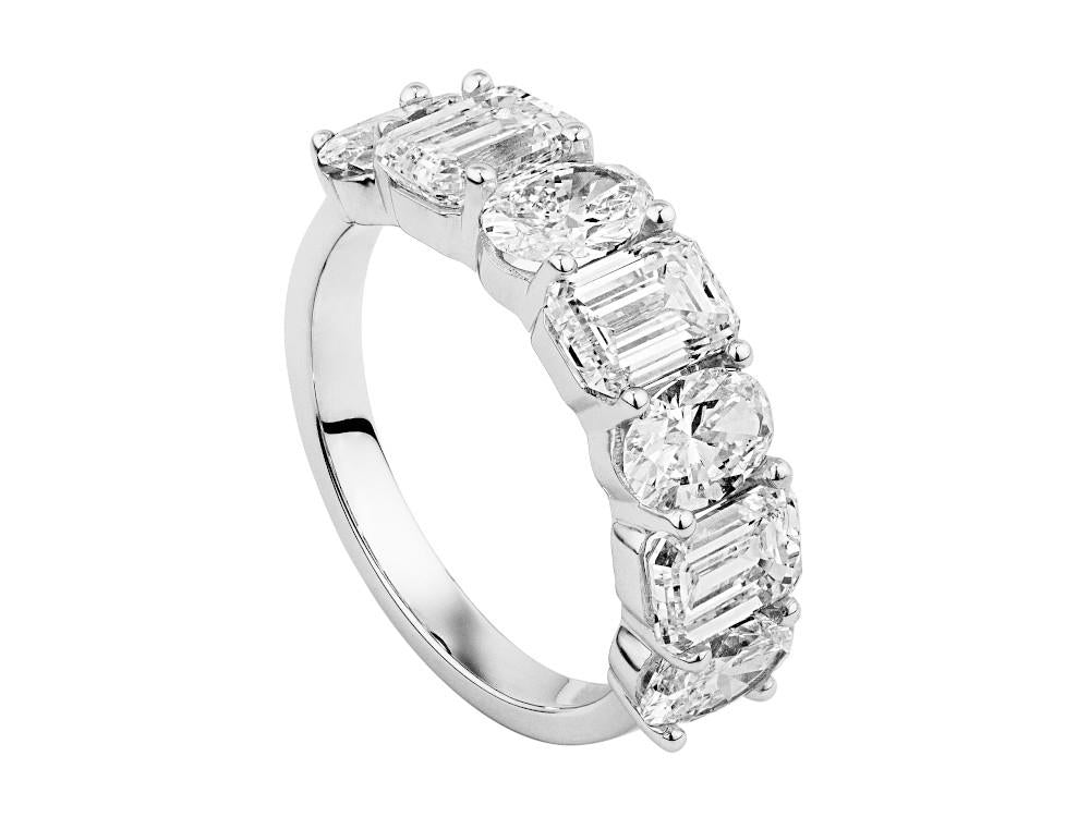 Solitario Anillo Media Alianza de Oro Blanco 18k de 3.9 ct, LRW00313-13