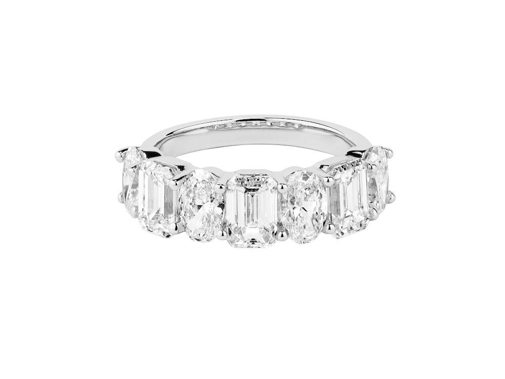 Solitario Anillo Media Alianza de Oro Blanco 18k de 3.9 ct, LRW00313-13