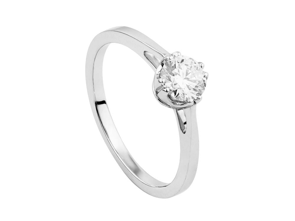 Solitario Anillo Solitario Brillante de Oro Blanco 18K 0.5 ct, LRW23704-14