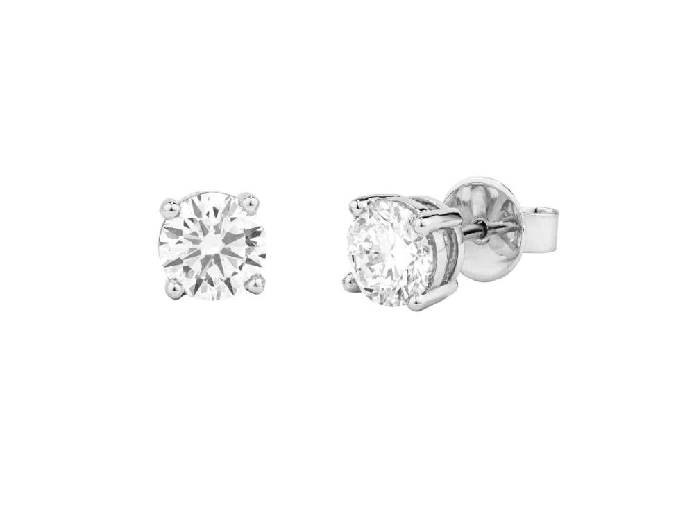 Solitario Pendientes Brillante de Oro Blanco 18K de 2 ct, PEW10226