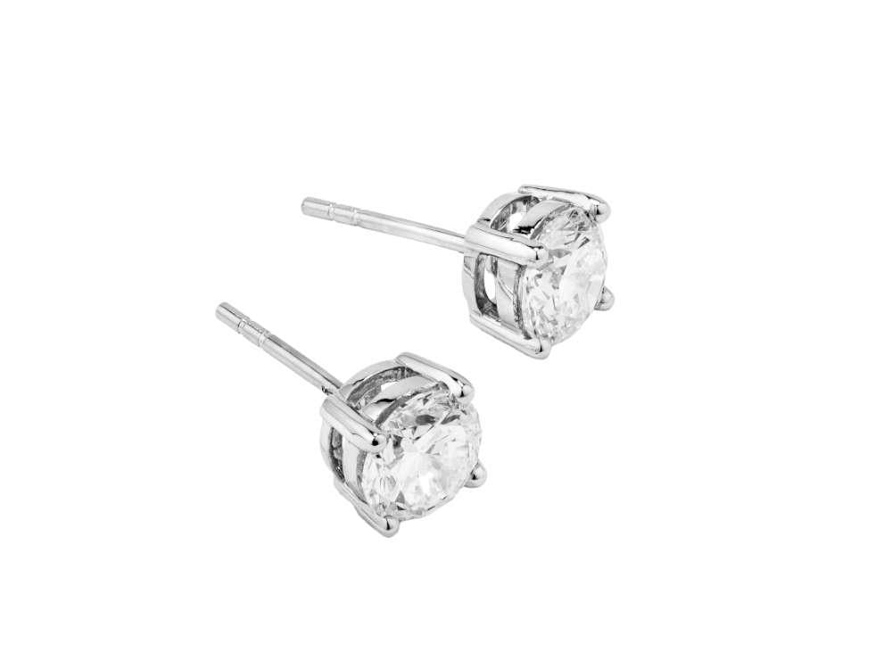 Solitario Pendientes Brillante de Oro Blanco 18K de 2 ct, PEW10226
