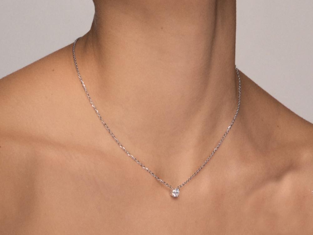 Solitario Colgante Brillante de Oro Blanco 18K de 0,7ct, PSW10225