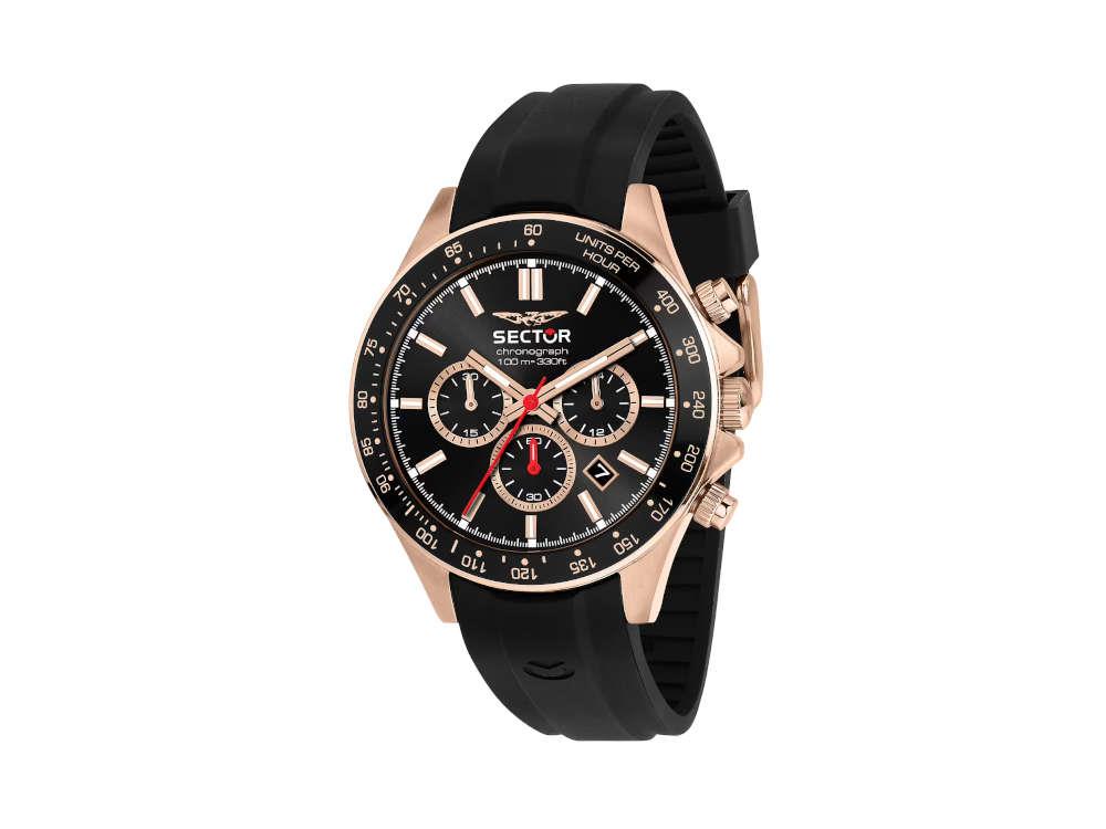 Reloj de Cuarzo Sector No Limits 230, PVD Oro Rosa, Negro, 43 mm, R3271661029