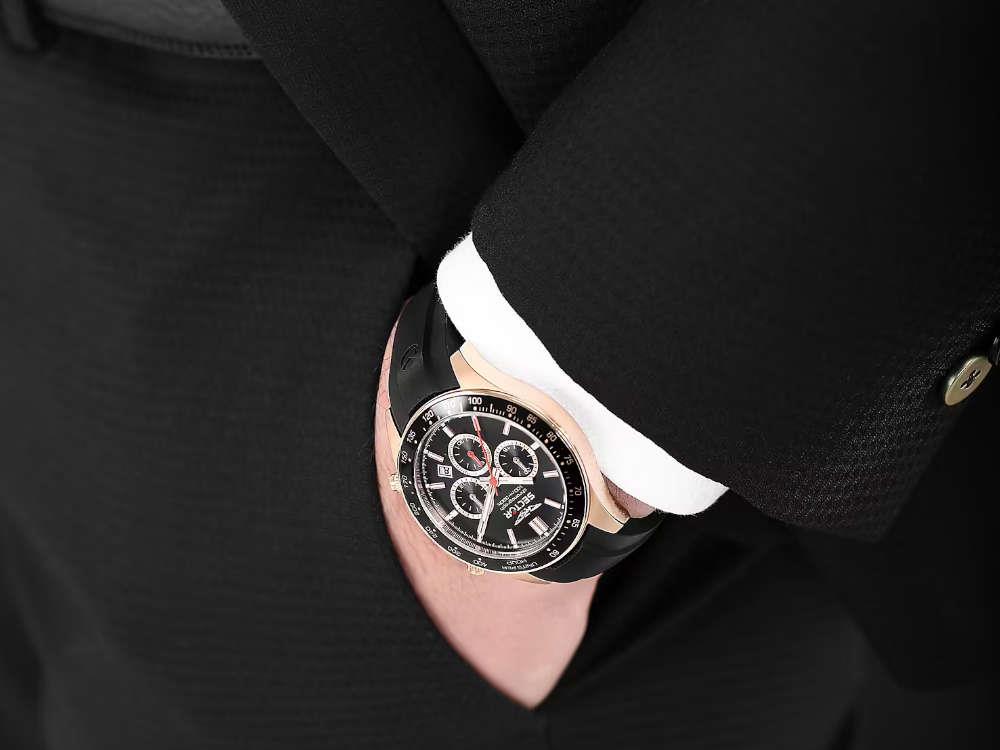 Reloj de Cuarzo Sector No Limits 230, PVD Oro Rosa, Negro, 43 mm, R3271661029