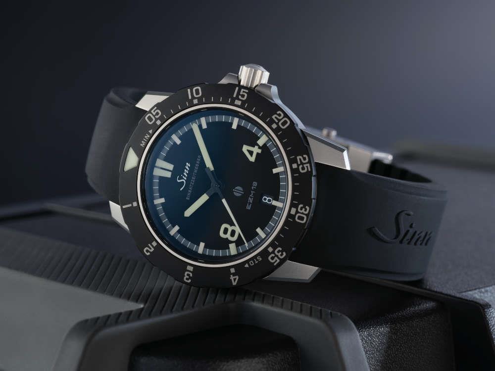 Reloj Automático Sinn EZM 19, Negro, 41 mm, Correa de silicona, 119.010 SI42