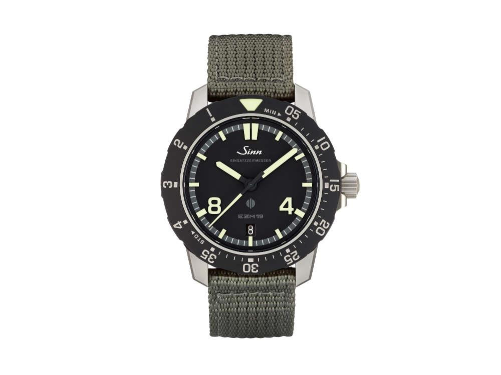 Reloj Automático Sinn EZM 19, Negro, 41 mm, Correa textil, 119.010 TXL-OLIVEGRAY