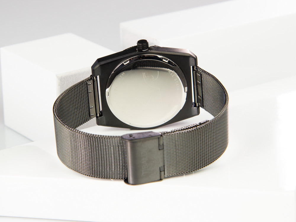 Reloj de Cuarzo Tibaldi Men's, Negro, 39mmx46mm, PVD, Malla milanesa. TMM-PVD-MM