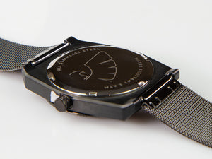 Reloj de Cuarzo Tibaldi Men's, Negro, 39mm x 46mm, Malla milanesa, TMM-SS-MM