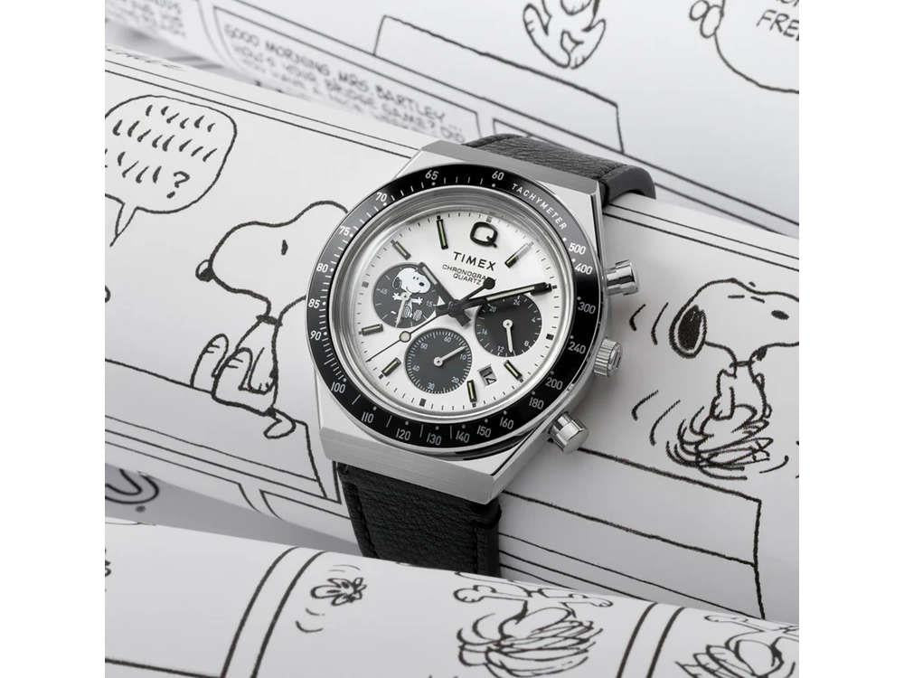 Reloj de Cuarzo Timex Q Timex Chronograph x Peanuts Snoopy, Blanco, TW2W68900