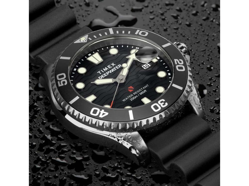Reloj de Cuarzo Timex DeepWater, Negro, 44 mm, TW2W81600
