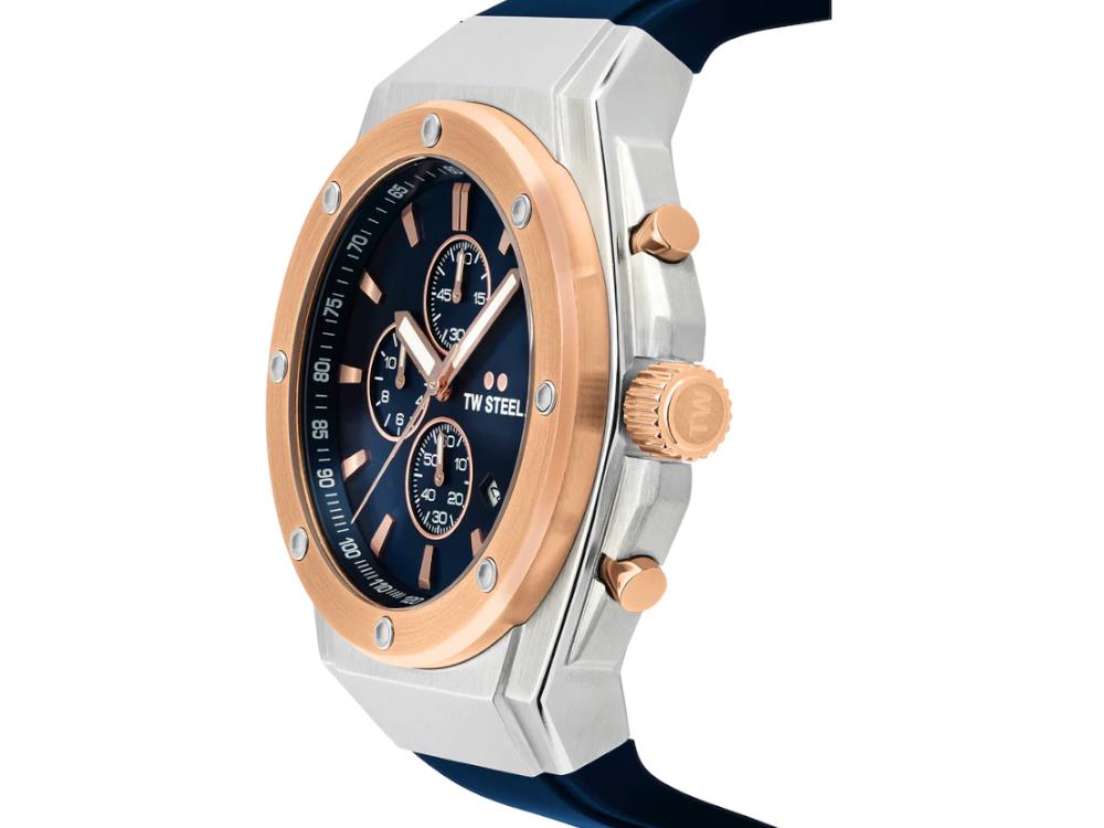 Reloj de Cuarzo TW SteelCeo Tech 44mm, Azul, 44 mm, Caucho, 10 atm, CE4105