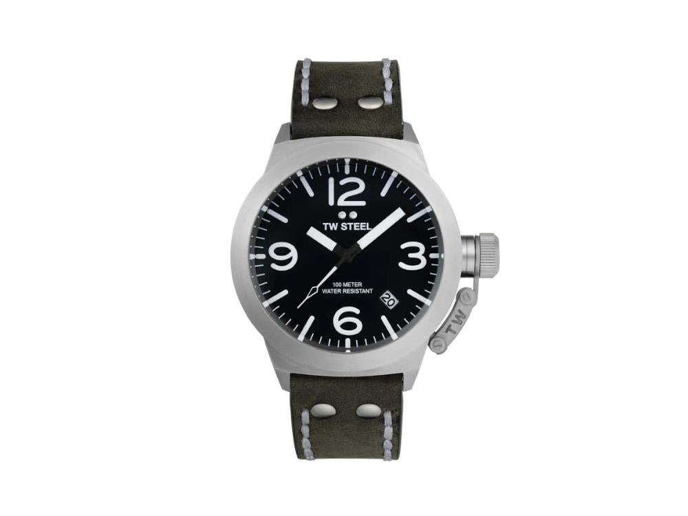 Reloj de Cuarzo TW Steel Classic Canteen, Gris, 45 mm, Piel, 10 atm, CS101