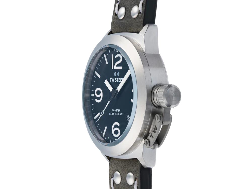 Reloj de Cuarzo TW Steel Classic Canteen, Gris, 45 mm, Piel, 10 atm, CS101