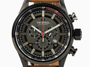 Reloj de Cuarzo TW Steel Fast Lane, Gris, 48 mm, Correa de piel, 10 atm, SVS209